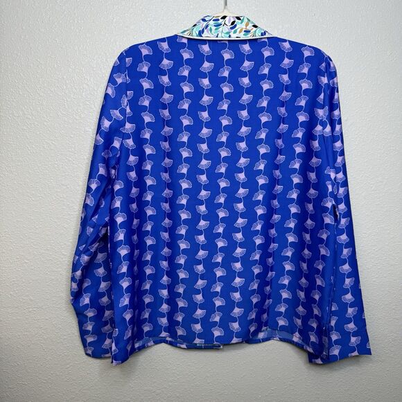 Lilly Pulitzer PJ WOVEN TOP Blue Grotto Fan Favorite Engineered Small - Picture 5 of 5